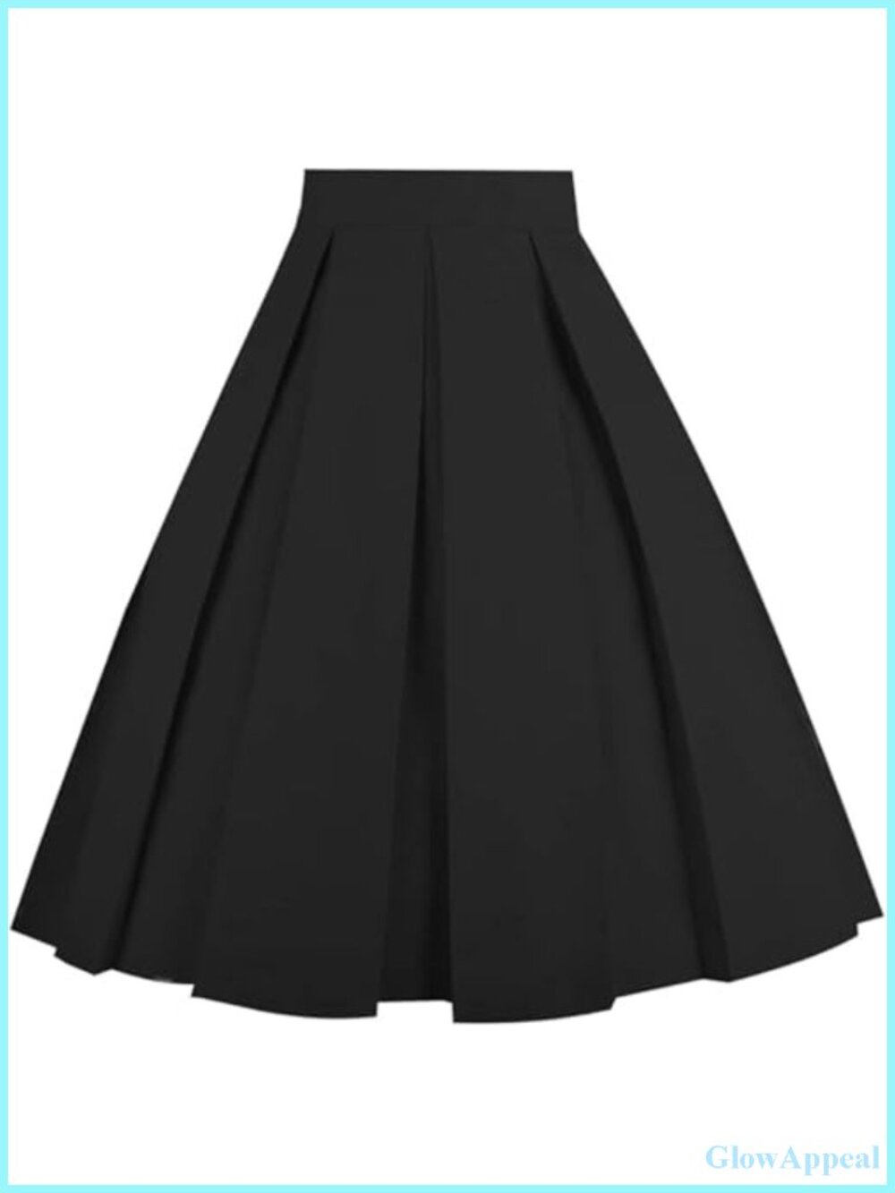 Womens Pleated A-Line Midi Skirt with Pockets Cotton Blend